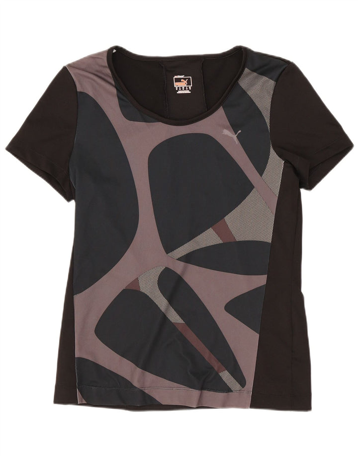 Puma Tricou Femei Top UK 12 Medium Negru Geometric Poliester