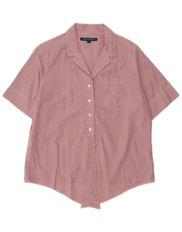 Cămașă pentru femei French Connection cu cravată în față UK 14 Medium Red Check