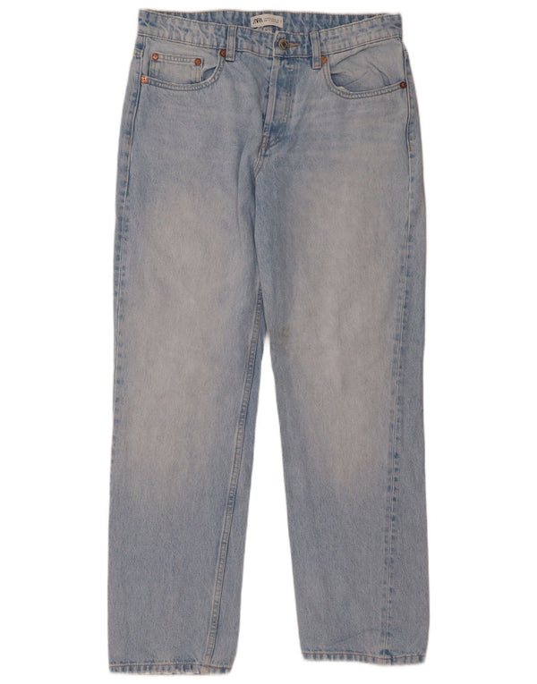 Blugi drepti pentru femei cu talie înaltă Zara EU 42 Large W32 L32 Albastru