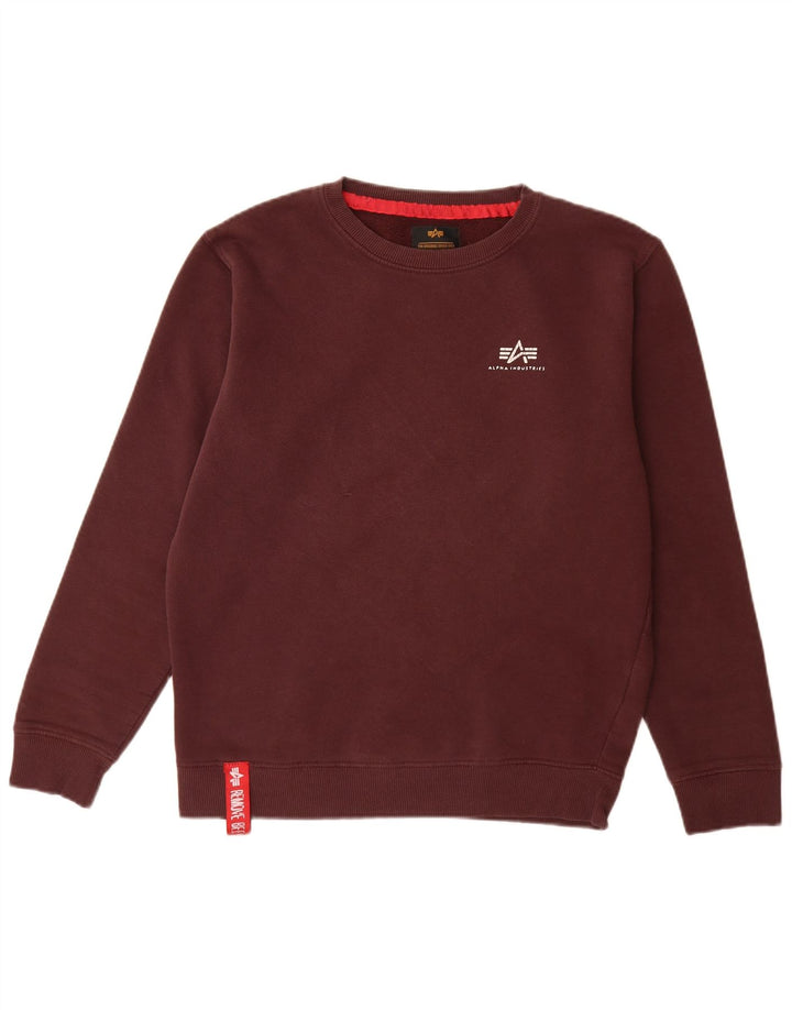 ALPHA INDUSTRIES Hanorac pentru bărbați Pulover mic din bumbac burgundă