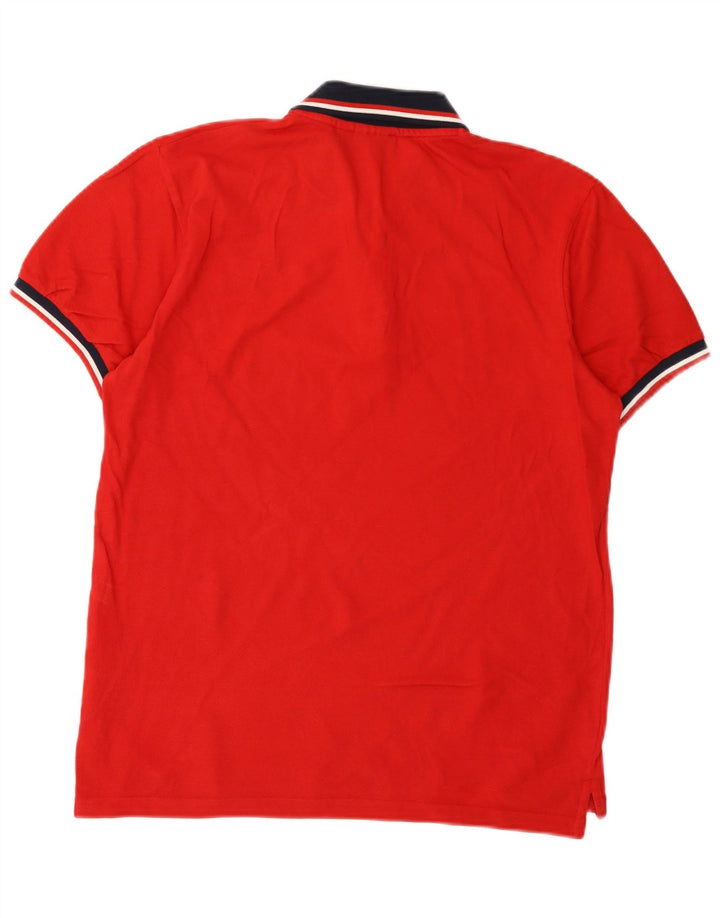 Fila Mens Polo Shirt Medium Red Colourblock Cotton