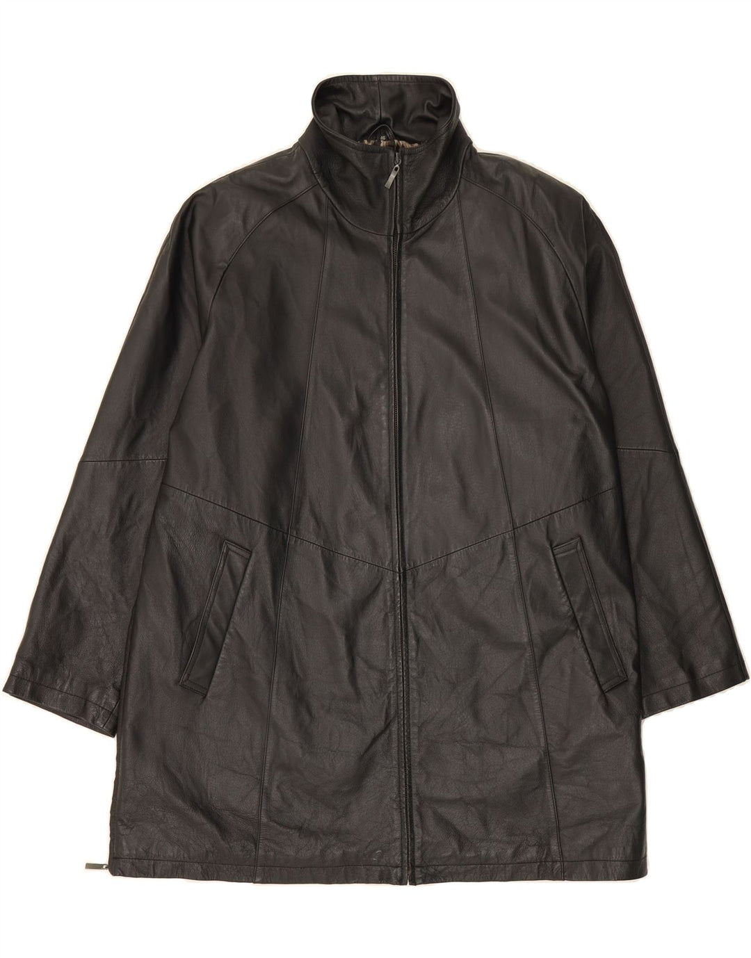 JCC Womens Leather Coat UK 20 2XL Black Leather Vintage JCC and Second-Hand JCC from Messina Hembry 