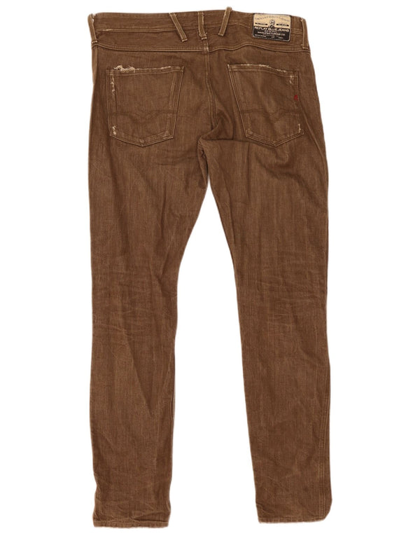 Replay Blugi Anbass Slim pentru bărbați W34 L32 bumbac maro