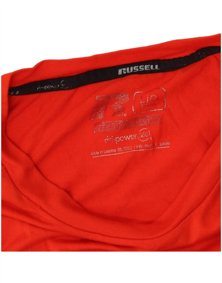 Russell Athletic pentru bărbați Dri-Power Top cu mânecă lungă din poliester portocaliu mare