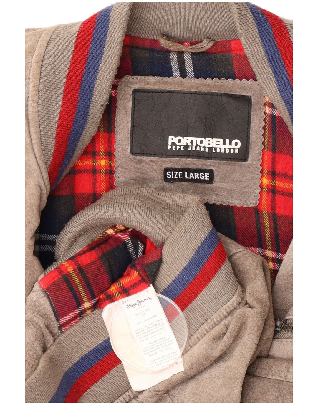 PEPE Jeans Jachetă Bomber din piele intoarsa pentru barbati UK 40 Mare Bej Piele