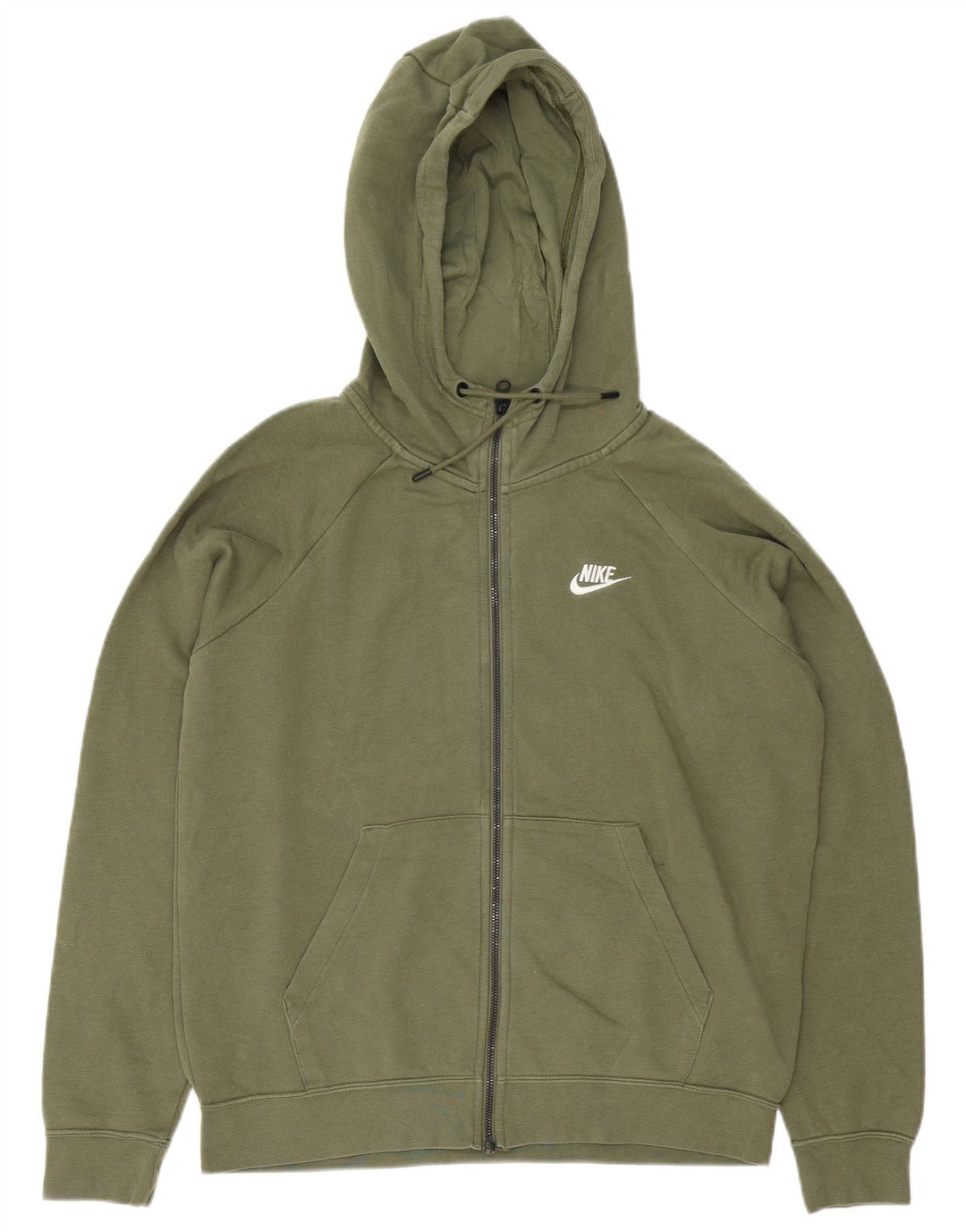 Pulover Nike pentru bărbați, cu fermoar, bumbac verde mediu