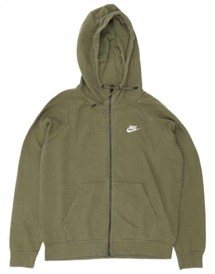 Pulover Nike pentru bărbați, cu fermoar, bumbac verde mediu