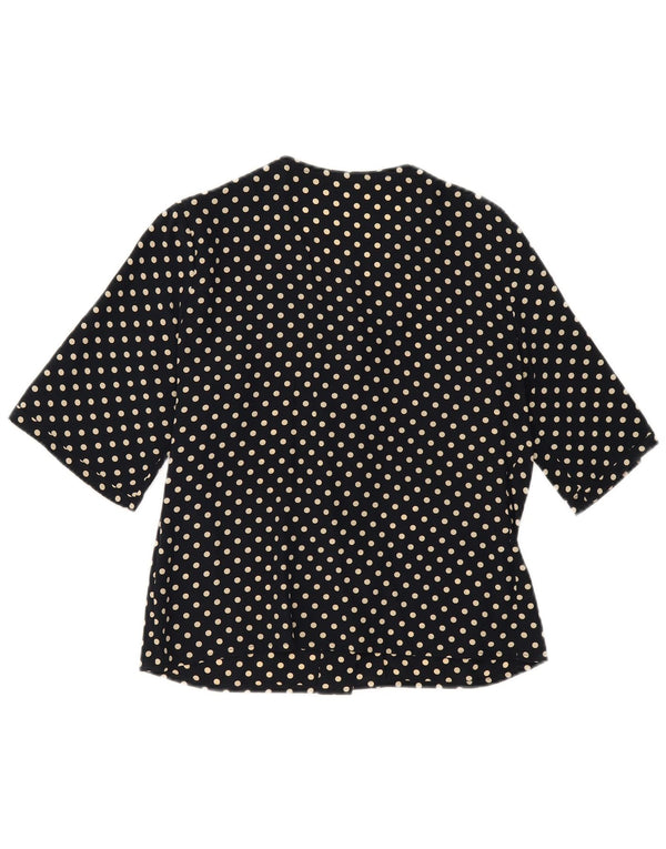 Bluză cămașă cu mânecă scurtă pentru femei vintage UK 14 Medium bleumarin cu buline