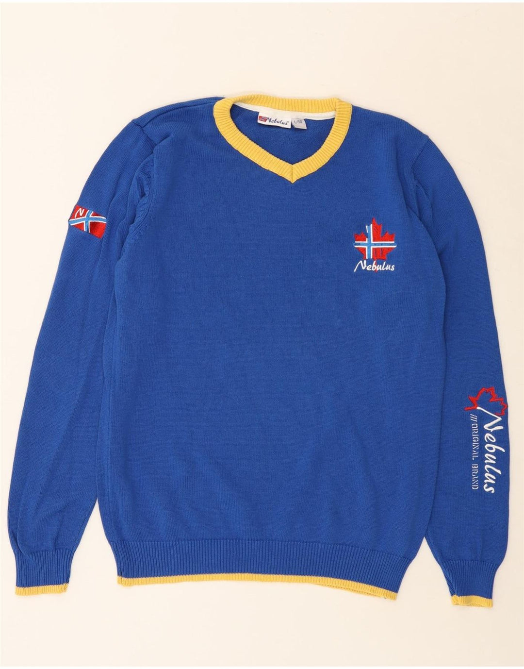 Pulover cu decolteu în V NEBULUS pentru bărbați, mare, albastru, bumbac