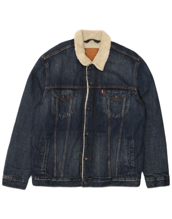 Levi's Mens Sherpa Denim Jacket UK 42 XL Blue Cotton