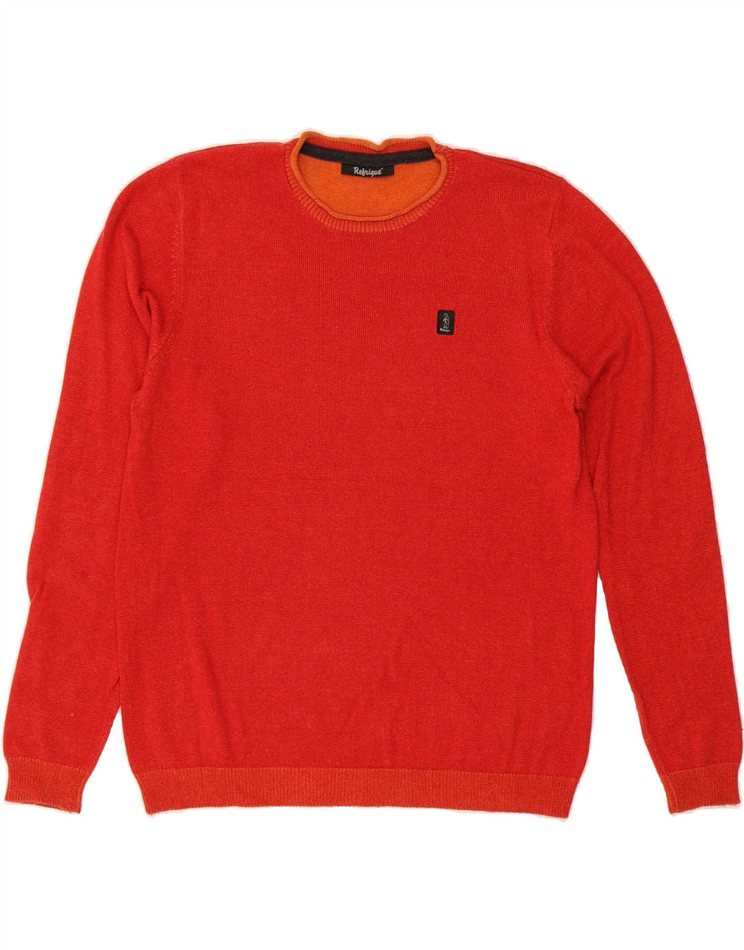 REFRIGUE Mens Crew Neck Jumper Sweater Medium Red Cotton Vintage Refrigue and Second-Hand Refrigue from Messina Hembry 