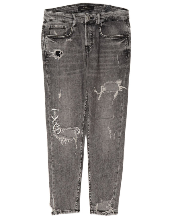 Blugi skinny învechiți pentru bărbați Zara EU 40 Medium L31 L28 Bumbac gri