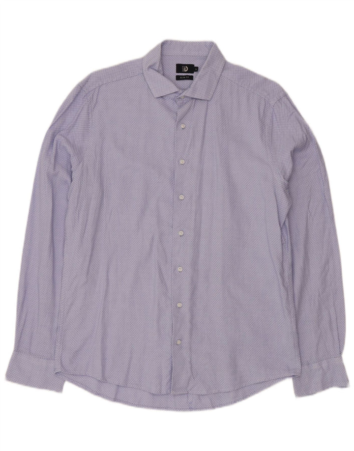 Cămașă Dack's Slim Fit pentru bărbați, mare, albastru Argyle/Diamond Bumbac