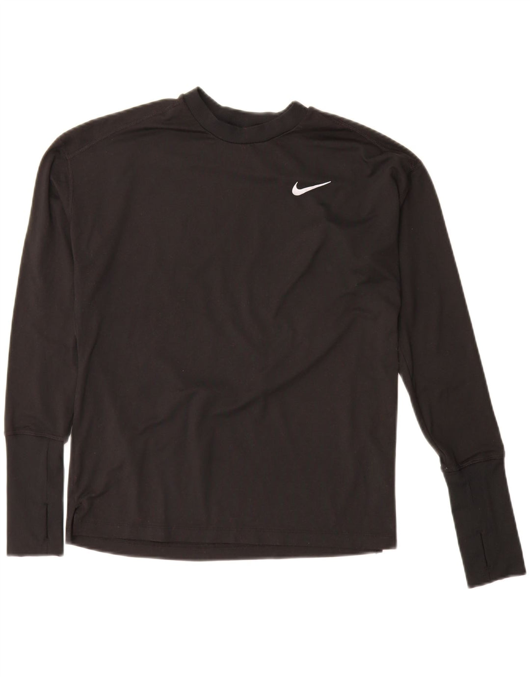 Top supradimensionat cu mânecă lungă pentru femei Nike Dri Fit UK 10 Poliester negru mic