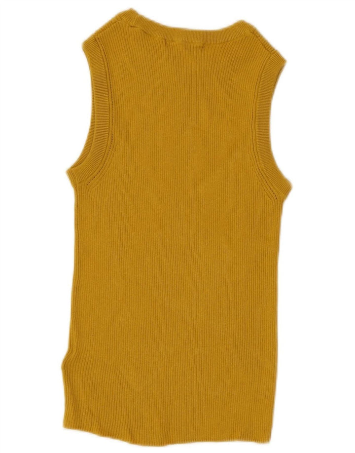 Marks & Spencer Womens Vest Tank Top UK 12 Medium Yellow Viscose