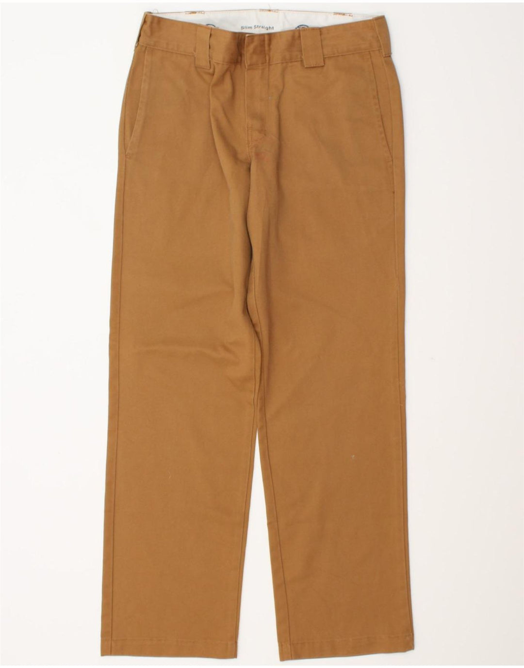 DICKIES Mens Slim Straight Chino Trousers W30 L32 Brown Polyester Vintage Dickies and Second-Hand Dickies from Messina Hembry 