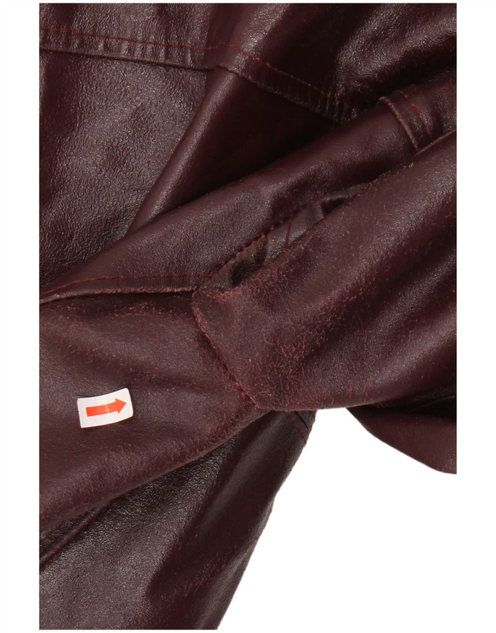 PLEASE Jachetă de piele pentru femei UK 12 Burgundy mediu