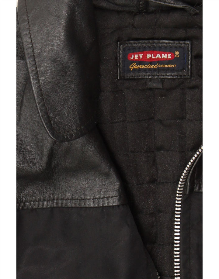 JET PLANE Womens Leather Jacket UK 14 Medium Black Colourblock