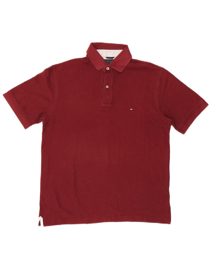 Tricou polo TOMMY HILFIGER pentru bărbați, bumbac burgundy mediu