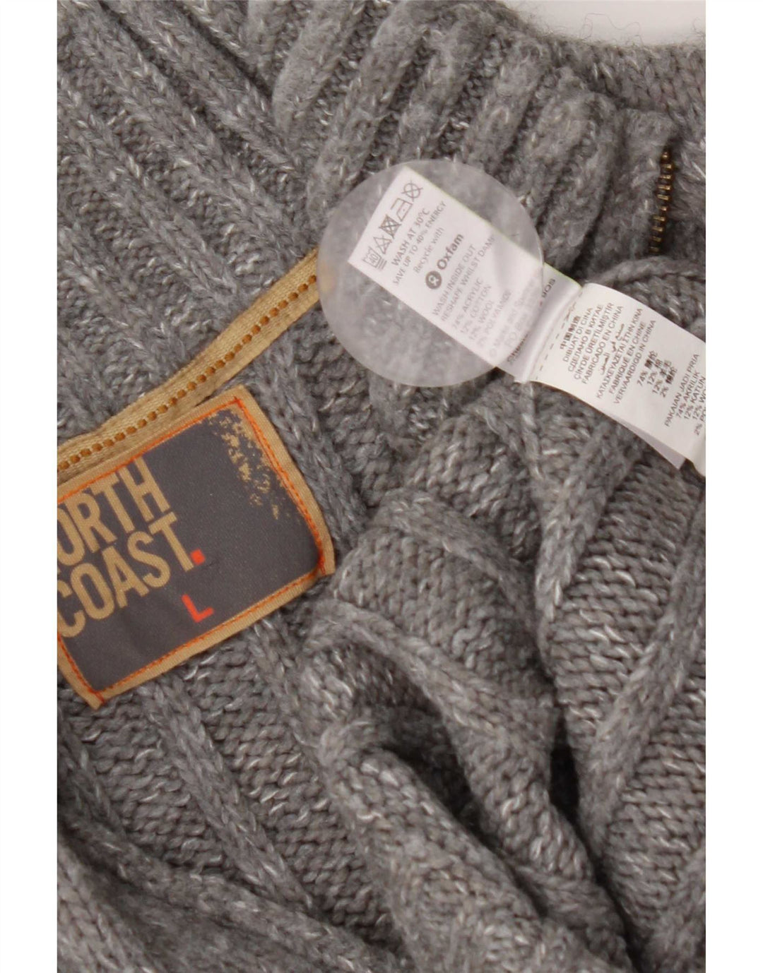 Pulover pentru bărbați Marks & Spencer, cu fermoar, cu gât, mare, acrilic cu pete gri
