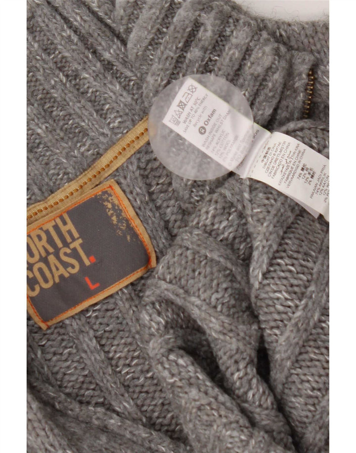 Pulover pentru bărbați Marks & Spencer, cu fermoar, cu gât, mare, acrilic cu pete gri