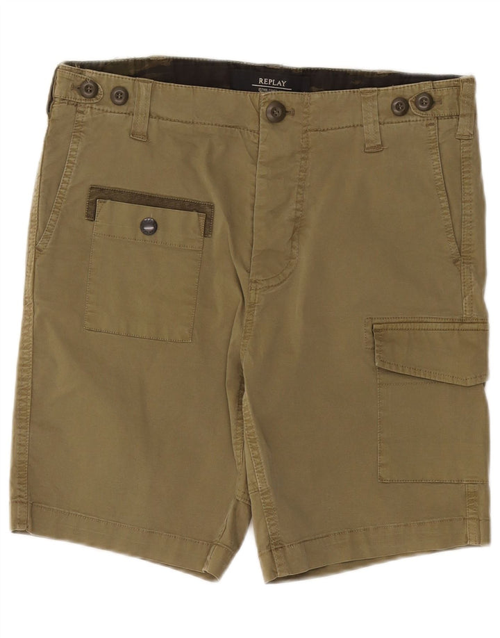REPLAY Pantaloni scurți cargo pentru bărbați W29 Small Khaki Bumbac
