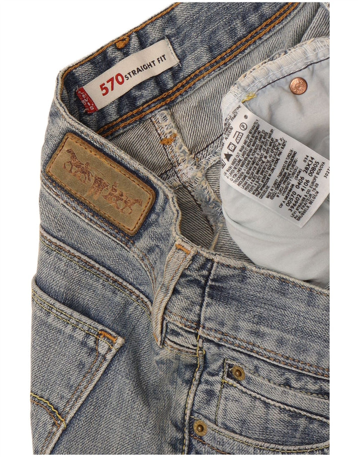 Blugi drepti pentru femei Levi's 570 W28 L30 Bumbac albastru