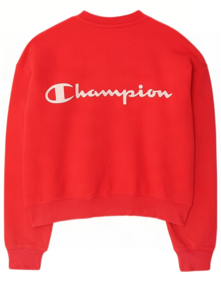 Pulover pentru femei Champion cu grafic Crop Pulover UK 14 Bumbac roșu mediu