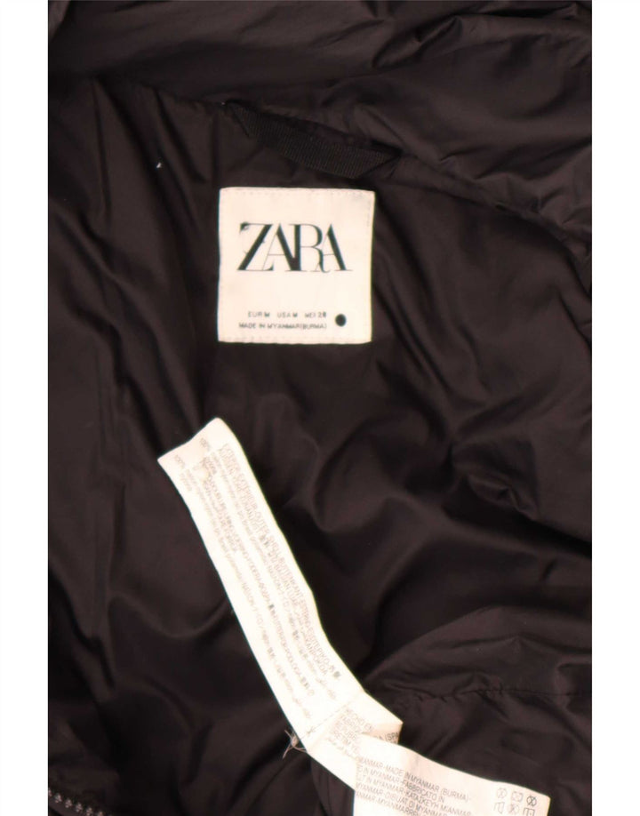 Jachetă căptușită cu glugă pentru femei Zara UK 14 Medium Black Nylon