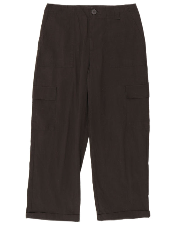 Pantaloni cargo drepti pentru femei Zara Mediu L28 L25 Bumbac negru