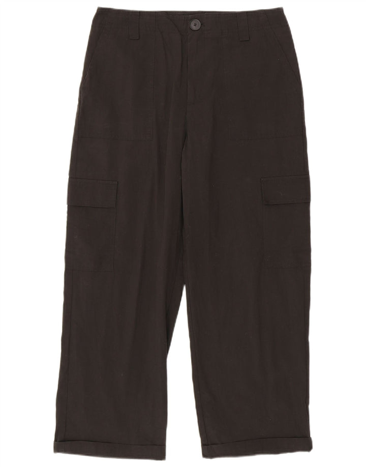 Pantaloni cargo drepti pentru femei Zara Mediu L28 L25 Bumbac negru