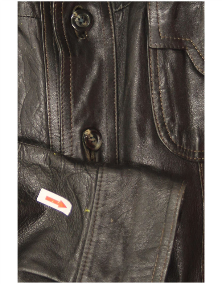Jachetă de piele vintage pentru bărbați UK 36 Small Black