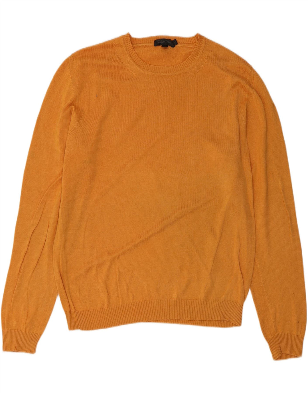 CALVIN KLEIN Mens Crew Neck Jumper Sweater Large Orange Cotton Vintage Calvin Klein and Second-Hand Calvin Klein from Messina Hembry 