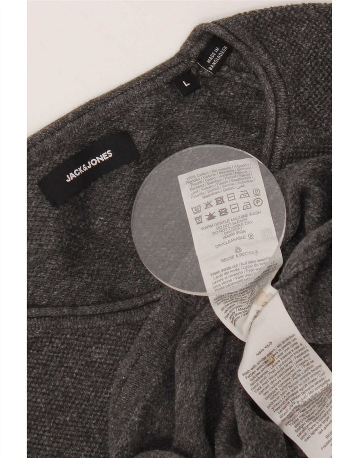 Jack & Jones Top pentru bărbați cu mânecă lungă mare, gri bumbac