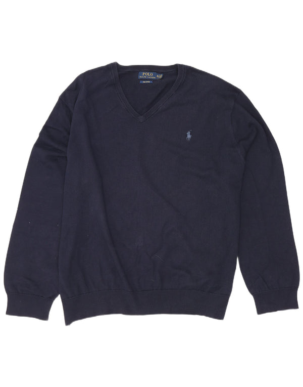 Pulover Polo Ralph Lauren pentru femei cu decolteu în V UK 20 2XL Bumbac bleumarin