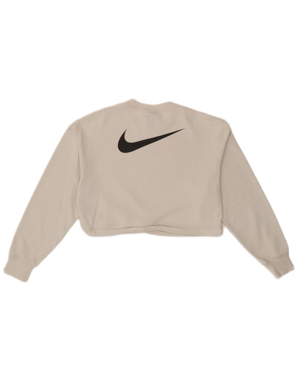 Pulover Nike pentru femei oversized Graphic Crop, UK 6 XS, bumbac alb