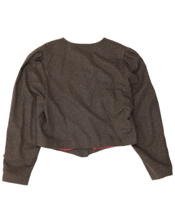 Julius Lang Jachetă Blazer Crop 6 Buttons pentru femei UK 14 Medium Gri Lână