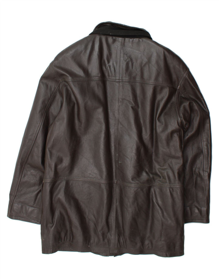 VINTAGE Mens Leather Coat UK 40 Large Brown Leather Vintage Vintage and Second-Hand Vintage from Messina Hembry 
