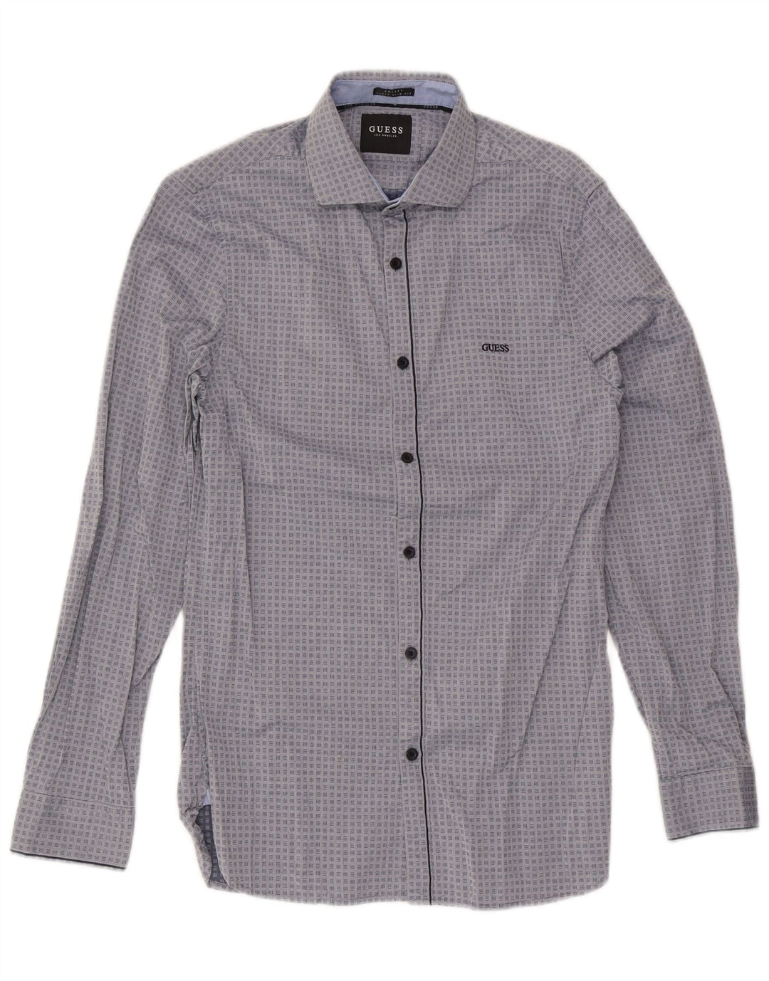 Cămașă Guess Valley Super Slim Fit Bumbac Geometric Gri Mediu