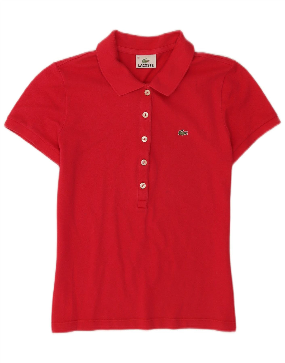 Tricou polo pentru femei Lacoste cu maneca scurta marimea 40 bumbac rosu mediu
