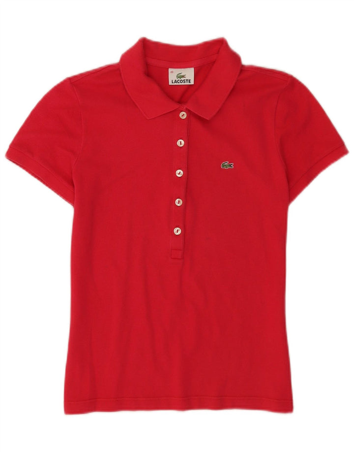 Tricou polo pentru femei Lacoste cu maneca scurta marimea 40 bumbac rosu mediu