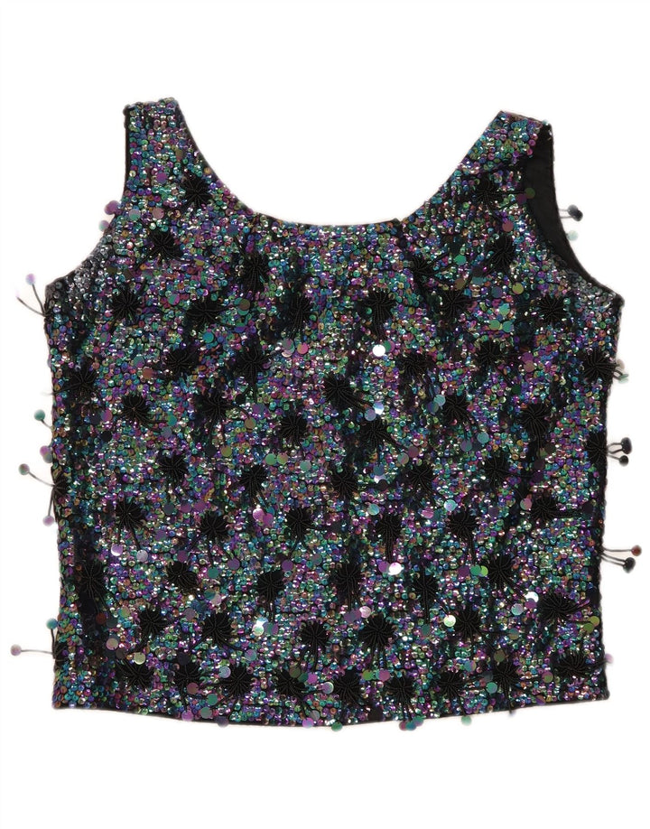 Top bluză fără mâneci pentru femei MA CHERIE IT 42 Medium Black Colorblock