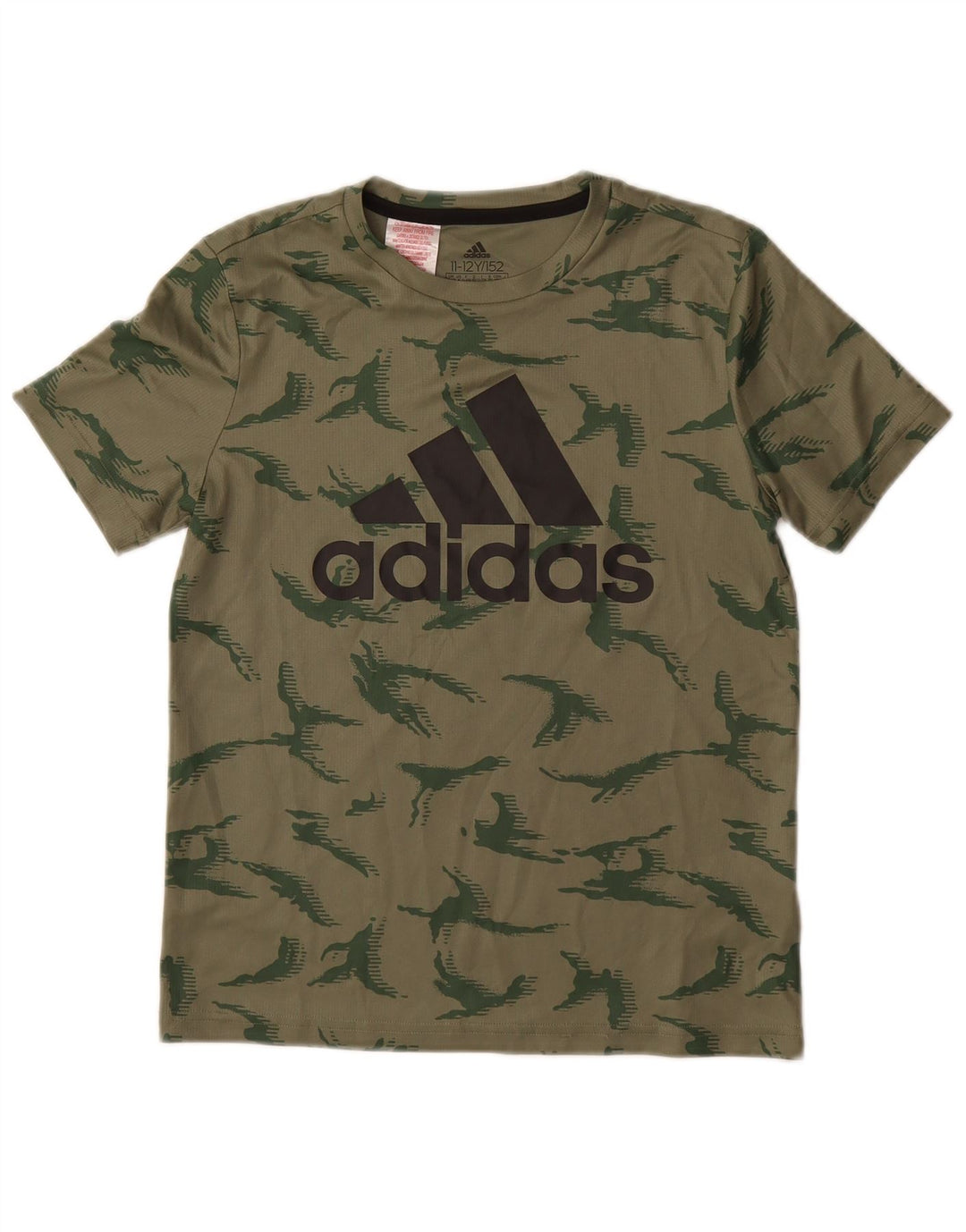 Tricou grafic ADIDAS pentru baieti Top 11-12 ani Poliester camuflaj verde