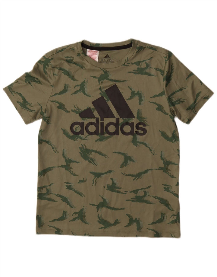 Tricou grafic ADIDAS pentru baieti Top 11-12 ani Poliester camuflaj verde