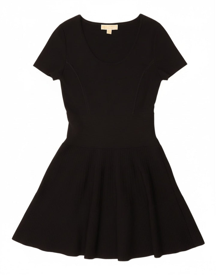 MICHAEL KORS Rochie pentru femei A-Line UK 12 Medium Black Pinstripe Rayon