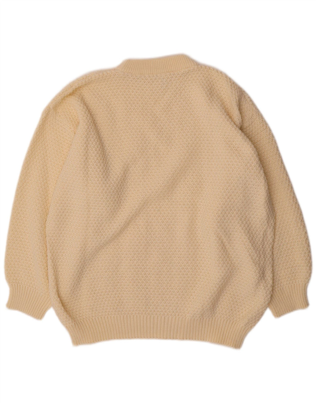 Pulover VINTAGE pentru femei cu decolteu rotund UK 20 2XL poliacrilic alb catifelat