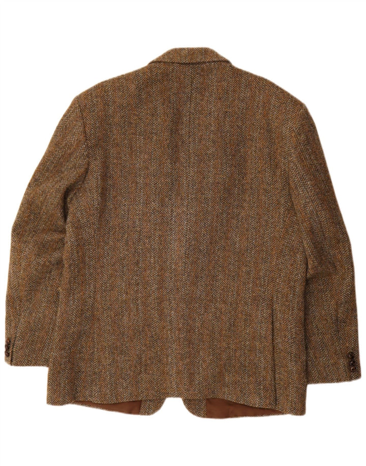 Jachetă pentru bărbați Harris Tweed, cu 2 nasturi, Marea Britanie 44 2XL, lână maro în spină de pește