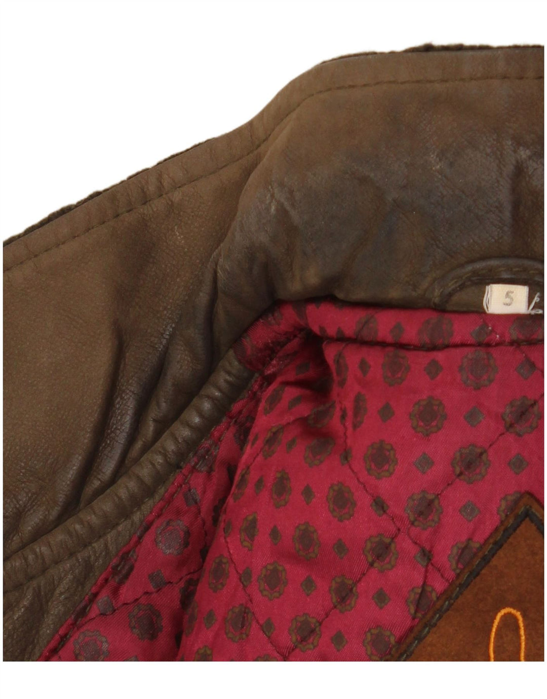 Jachetă din piele vintage pentru bărbați UK 42 XL Kaki Colorblock Clasic