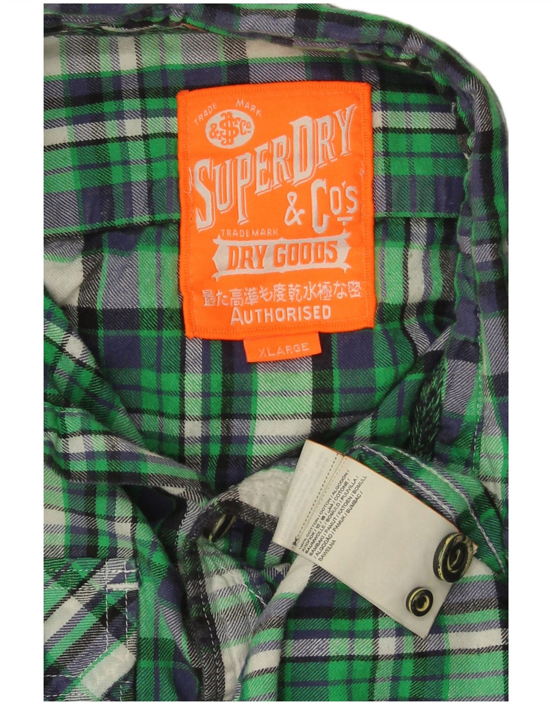 Cămașă de flanel pentru bărbați SUPERDRY XL, bumbac cu carouri verde