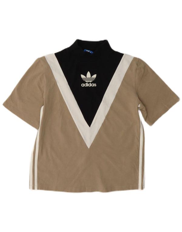 Tricou grafic Adidas pentru femei Top UK 8 Small Beige Colorblock Bumbac